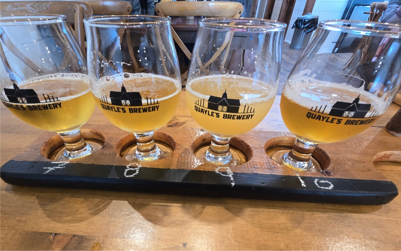 Beer flight at Quayle's Brewery